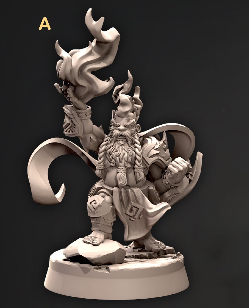 Dwarf Wizard, Sorcerer, Warlock Miniatures | Dungeons and Dragons | 28mm,32mm,54mm,75mm, 100mm Scale | Pathfinder
