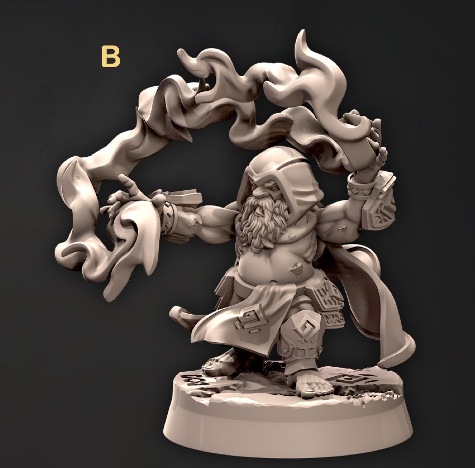 Dwarf Wizard, Sorcerer, Warlock Miniatures | Dungeons and Dragons | 28mm,32mm,54mm,75mm, 100mm Scale | Pathfinder