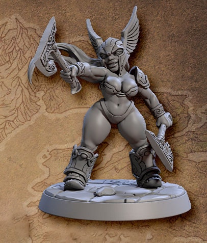 Sexy Pinup Dwarf Female Fighter | 28mm, 32mm, 54mm, 75mm Scale Resin Miniature | Dungeons and Dragons D&amp;D 5e | Pathfinder | Artisan Guild