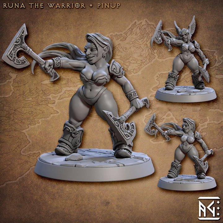 Sexy Pinup Dwarf Female Fighter | 28mm, 32mm, 54mm, 75mm Scale Resin Miniature | Dungeons and Dragons D&amp;D 5e | Pathfinder | Artisan Guild