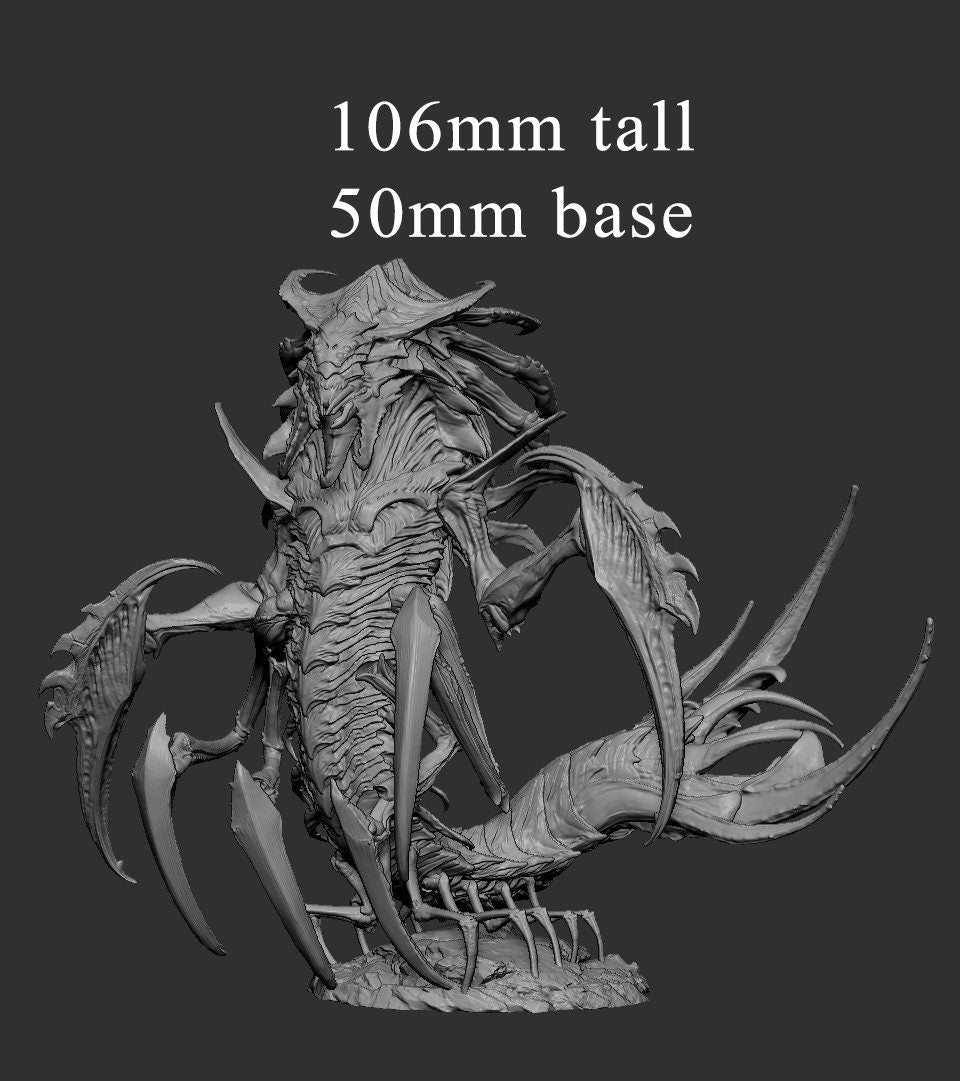 Insectoid Terralisk Sci-Fi or D&amp;D miniature | Sizes 40mm, 50mm, 60mm Base Size | Dungeons and Dragons | Pathfinder 2e | Mini Monster Mayhem