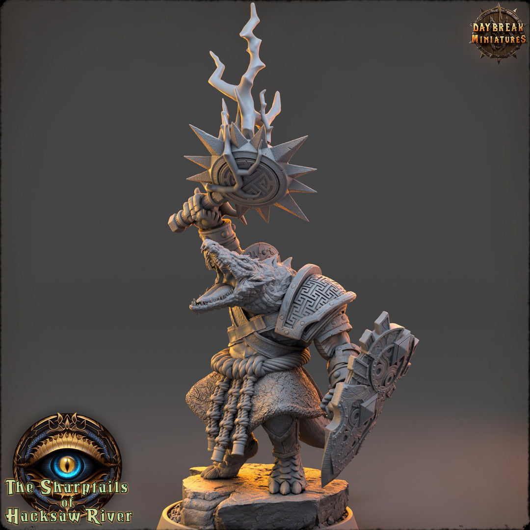 Crocodilian Cleric, Paladin, Lizardfolk Lizardman | 28mm, 32mm, 75mm,100mm Scale Resin Miniature | Dungeons and Dragons 5e| Pathfinder