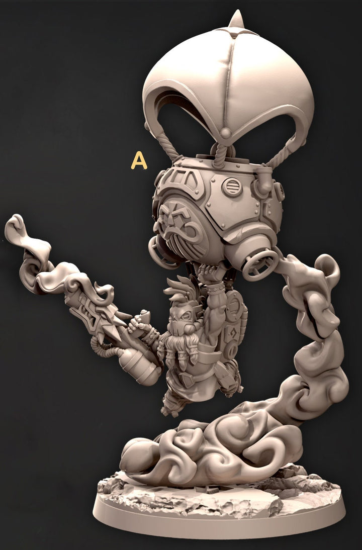 Dwarf Flying Artificer Engineer Miniatures |Dungeons &amp; Dragons Spelljammer | 28mm,32mm,54mm Scale | Pathfinder | Wargames TTRPG |Cast N Play