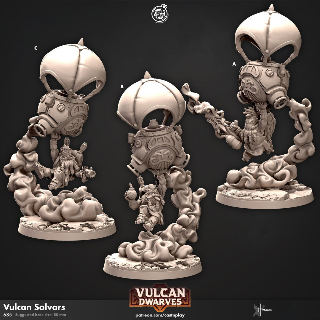 Dwarf Flying Artificer Engineer Miniatures |Dungeons & Dragons Spelljammer | 28mm,32mm,54mm Scale | Pathfinder | Wargames TTRPG |Cast N Play