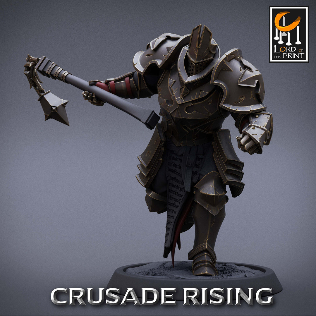 Paladin Knight Flail Templar Unpainted Miniature | 28mm, 32mm,54mm,75mm, 100mm Scales | Dungeons and Dragons |Pathfinder | Lord of The Print