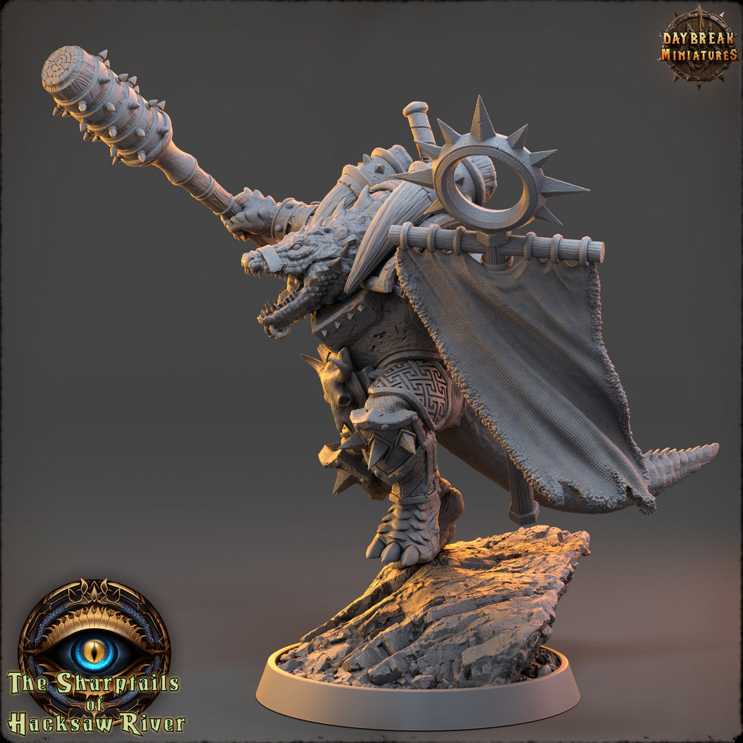Crocodilian Cleric Paladin, Fighter Lizardfolk Lizardman | 28mm, 32mm, 75mm,100mm Scale Resin Miniature |Dungeons and Dragons 5e| Pathfinder