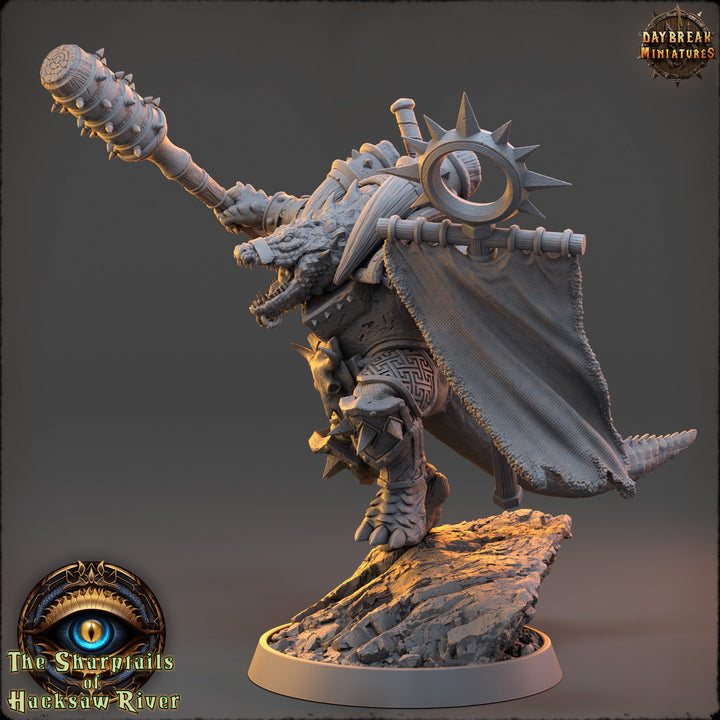 Crocodilian Cleric Paladin, Fighter Lizardfolk Lizardman | 28mm, 32mm, 75mm,100mm Scale Resin Miniature |Dungeons and Dragons 5e| Pathfinder