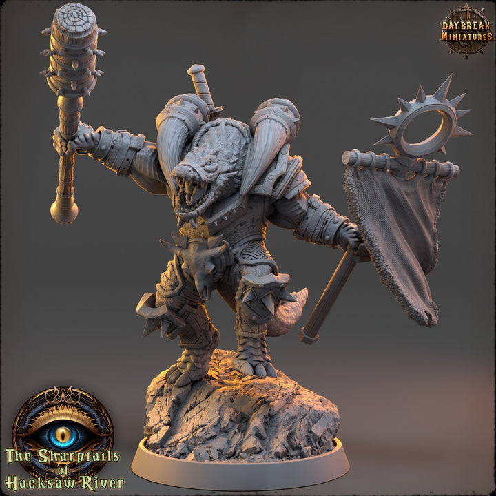Crocodilian Cleric Paladin, Fighter Lizardfolk Lizardman | 28mm, 32mm, 75mm,100mm Scale Resin Miniature |Dungeons and Dragons 5e| Pathfinder