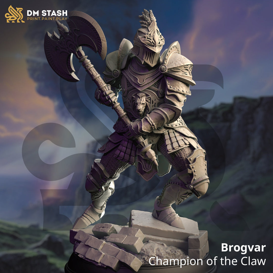 Human Paladin Fighter Full Platemail Great Axe Miniature | 28mm,32mm,54mm,75mm,100mm Scales | Dungeons and Dragons Pathfinder | DM Stash
