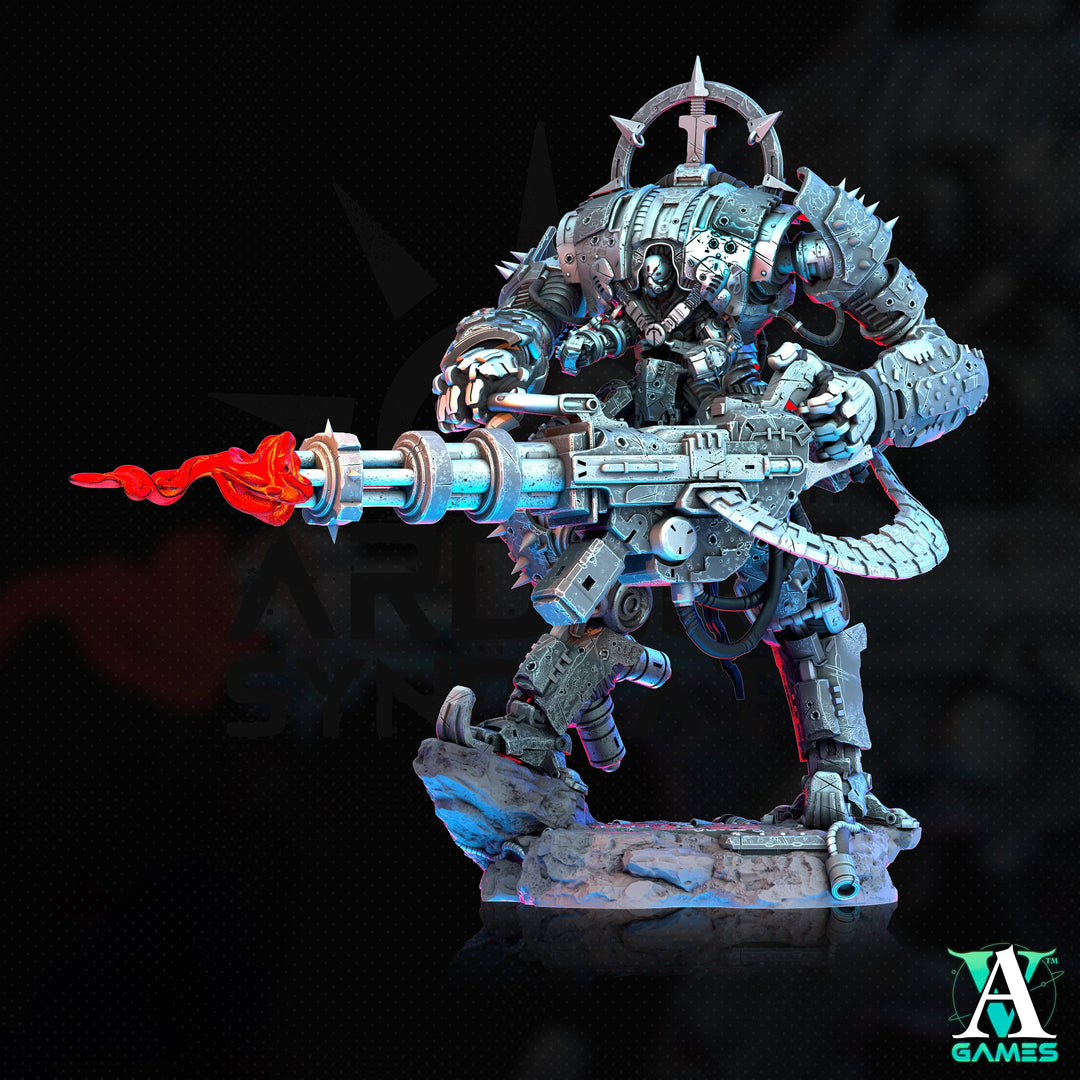 Sci-Fi Heavy Battle Mech Knight Miniature | SpellJammer | 25mm, 32mm, 40mm, 50mm, 75mm BASE SIZES | Resin Mini Unpainted |Archvillain Games