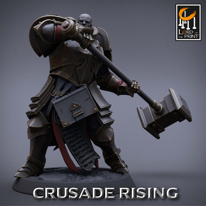 Paladin Knight Hammer Templar Unpainted Miniature | 28mm, 32mm,54mm,75mm, 100mm Scales | Dungeons and Dragons |Pathfinder |Lord of The Print