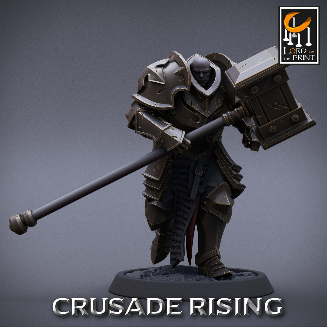 Paladin Knight Hammer Templar Unpainted Miniature | 28mm, 32mm,54mm,75mm, 100mm Scales | Dungeons and Dragons |Pathfinder |Lord of The Print