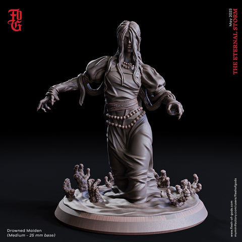 Undead Drowned Maiden, Ghost, Banshee, Specter | 28mm, 32mm,54mm, 75mm Scale Resin Miniature | Flesh of Gods | Dungeons and Dragons |