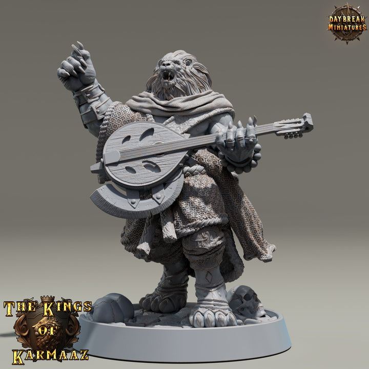 Leonin LionFolk Bard | 28mm, 32mm, 54mm, 75mm Scales,100mm Tall | Dungeons and Dragons D&amp;D 5e | Pathfinder| Daybreak Miniatures