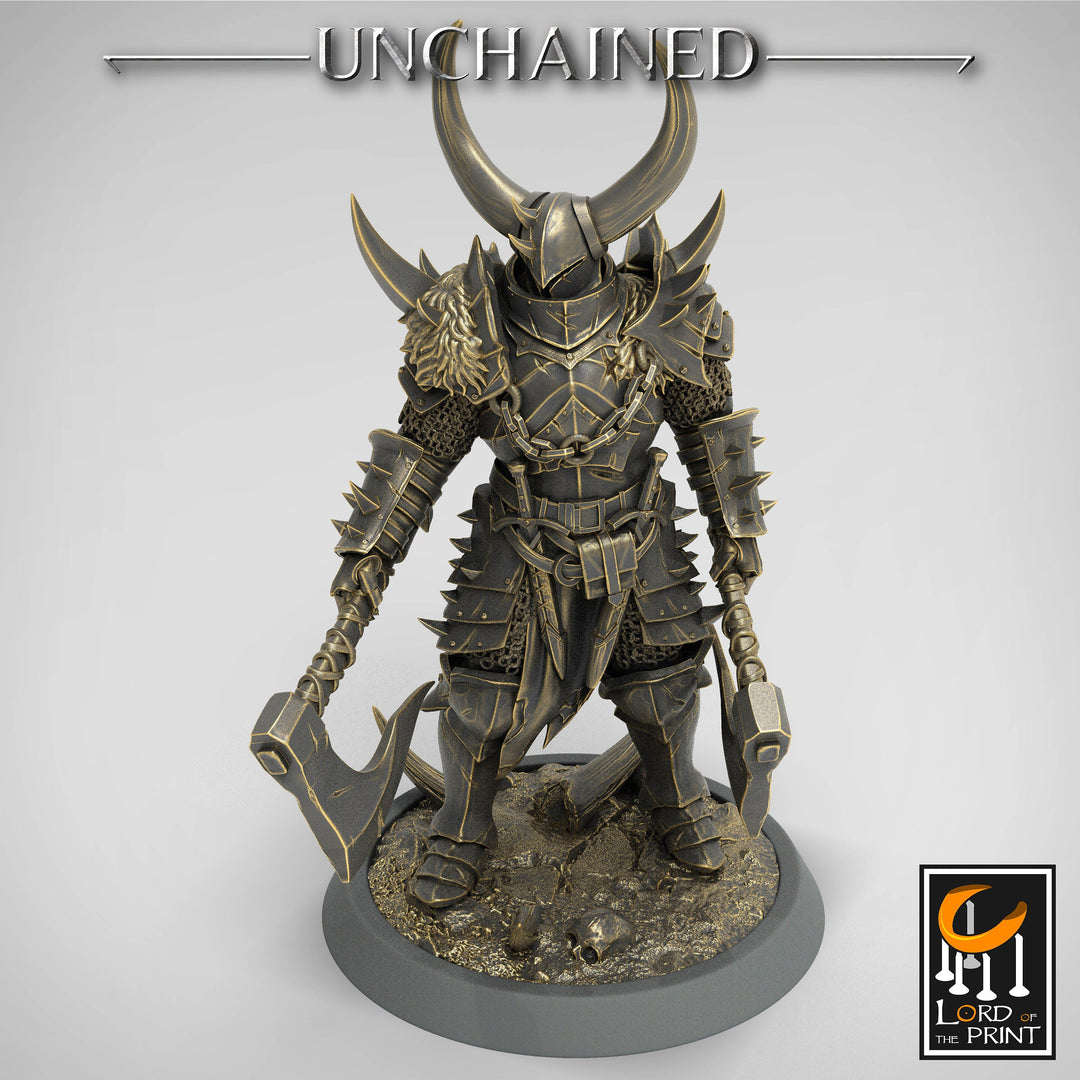 Fighter Dual Axes, Light Soldier, Oathbreaker Paladin, Unpainted Miniature| 28mm, 32mm,54mm,75mm,100mm Scales |Dungeons &amp; Dragons Pathfinder