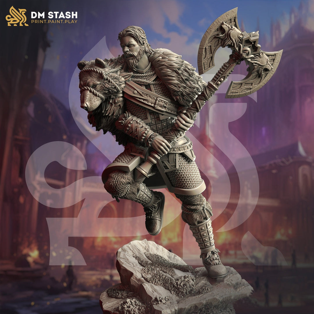 Human Fighter Paladin Barbarian Miniature | 28mm,32mm,54mm,75mm,100mm Scales | Dungeons and Dragons Pathfinder | DM Stash