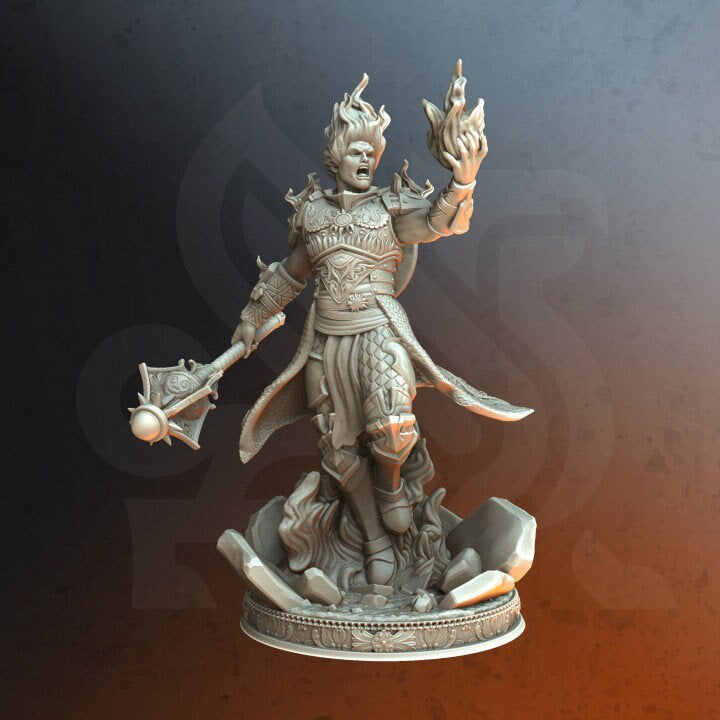 Human Light Domain Cleric Paladin Mace. Unpainted Miniature | 28mm, 32mm,54mm,75mm,100mm Scales | Dungeons and Dragons Pathfinder | DM Stash