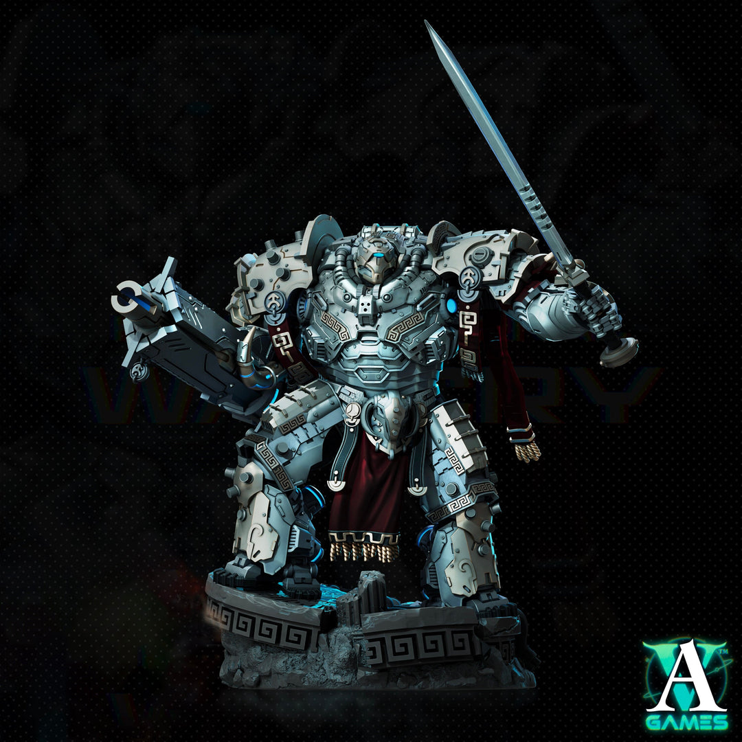 Sci-Fi Heavy Terminator Battle Mech Knight Miniature | 32mm, 40mm, 50mm, 65mm 80mm BASE SIZES | Resin Unpainted | Sci-fi Archvillain Games