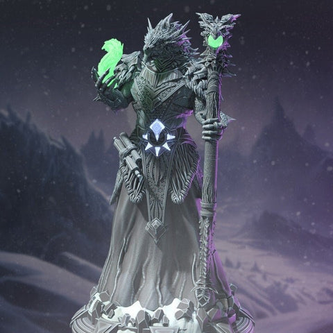 Dragonborn Wizard Sorcerer Warlock | Miniature | 28mm, 32mm, 54mm, 75mm, 100mm Scales | Pathfinder Figure | DnD | Figurine unpainted |