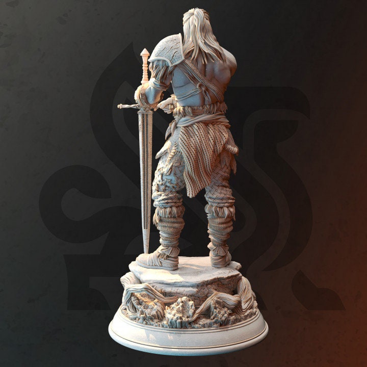 Human Ranger Fighter with Sword | Miniature | 28mm, 32mm, 75mm, 100mm Scales | Pathfinder Figure | DnD | Figurine unpainted |