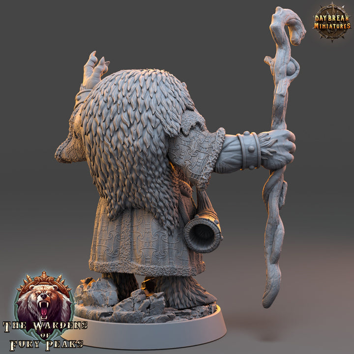 BearFolk Werebear Druid, Cleric Scales: 28mm, 32mm,54mm,75mm | D&amp;D 5e Megaboss | Dungeons and Dragons | Pathfinder | Daybreak Miniatures
