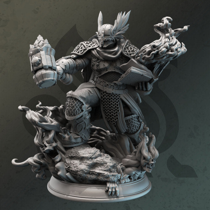 Human Arcana Domain Cleric Paladin Mace. Unpainted Miniature | 28mm, 32mm,54mm,75mm,100mm Scales | Dungeons and Dragons Pathfinder |DM Stash