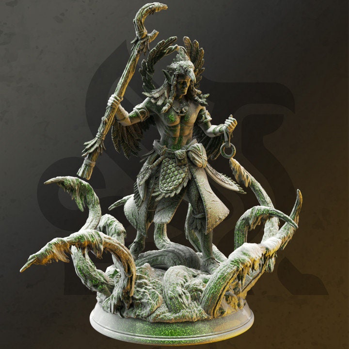 Male Elf Druid Circle of Land with Staff Miniature | 5 Sizes /Scales | Dungeons and Dragons