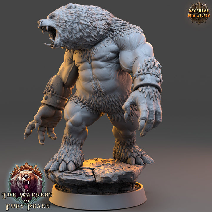 BearFolk Werebear Humanoid Scales: 28mm, 32mm,54mm,75mm | D&amp;D 5e Megaboss | Dungeons and Dragons | Pathfinder | Daybreak Miniatures