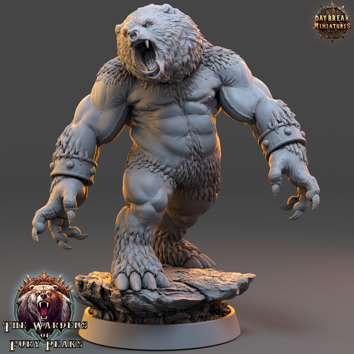 BearFolk Werebear Humanoid Scales: 28mm, 32mm,54mm,75mm | D&amp;D 5e Megaboss | Dungeons and Dragons | Pathfinder | Daybreak Miniatures