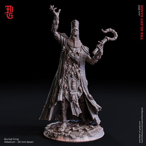 Mummy Lord Undead Monster Miniature | 28mm,32mm,54mm,75mm,100mm Scale | Figurine D&D 5e | Flesh of Gods