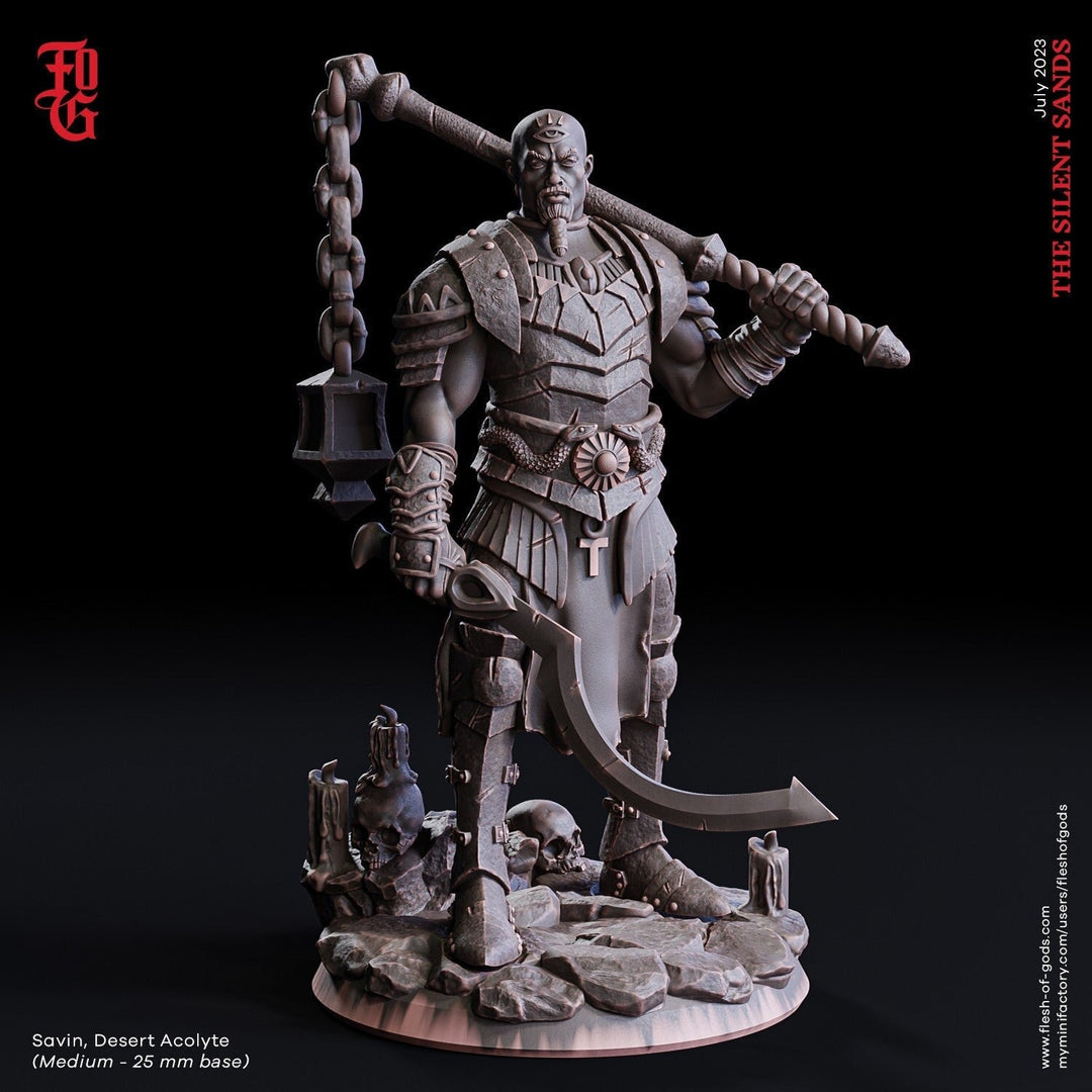 Cleric, Fighter, Paladin | 28mm, 32mm,54mm,75mm,100mm Scales | Player Character Mini | D&D 5e Pathfinder Figurine | Flesh of Gods