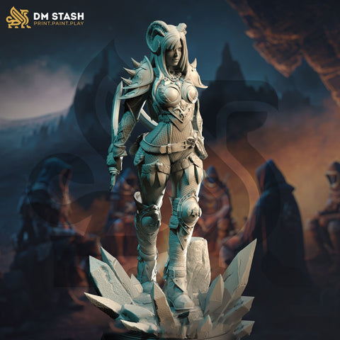 Female Tiefling Rogue Assassin Warlock hexblade |Miniature | 28mm, 32mm, 75mm, 100mm Scales | Pathfinder Figure | DnD | Figurine unpainted |