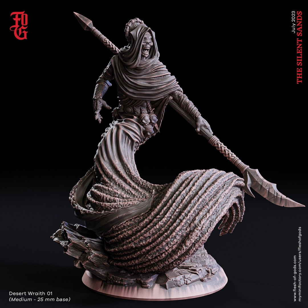 Desert Wraith Incorporeal Undead Lich Monster Miniature | 28mm,32mm,54mm,75mm,100mm Scale | Figurine D&D 5e | Flesh of Gods
