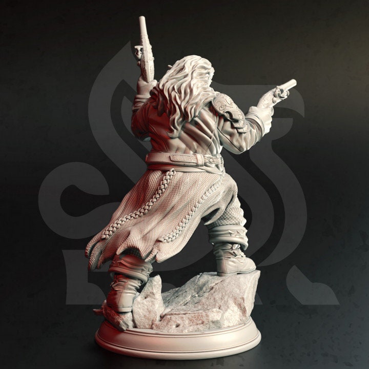Gnome Gunslinger Fighter Artificer | Unpainted Miniature | 28mm,32mm,54mm,75mm,100mm Scales | Pathfinder Figure | DnD Figurine | DM Stash