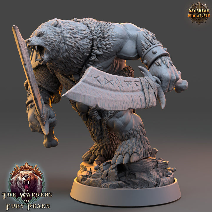 BearFolk Fighter Werebear Humanoid/ 4 sizes /Scales | D&amp;D 5e Megaboss| Pathfinder | Daybreak Miniatures