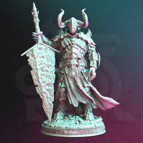 Death Knight, Oathbreaker Paladin, Warlock Hexblade | Unpainted Miniature | 28mm,32mm, 54mm 75mm, 100mm Scales | Pathfinder Figure | DnD | |