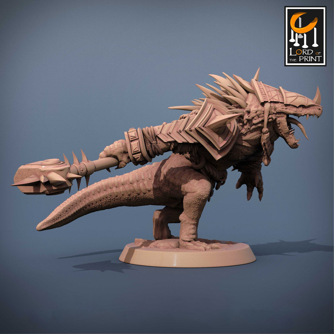 Lizardfolk Lizardman Warrior | 28mm, 32mm,75mm Scales | Dungeons and Dragons | Unpainted Figure | Mammoth Factory