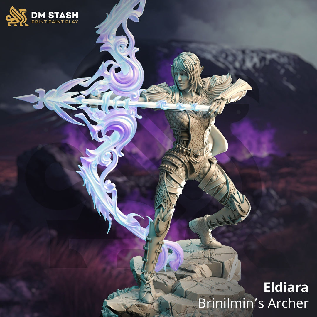 Female Elf Fighter Ranger Sharpshooter | Miniature | 28mm, 32mm, 75mm, 100mm Scales | Pathfinder Figure | DnD | Figurine unpainted