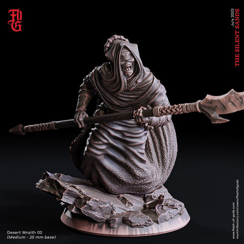 Desert Wraith Incorporeal Undead Lich Monster Miniature | 28mm,32mm,54mm,75mm,100mm Scale | Figurine D&D 5e | Flesh of Gods