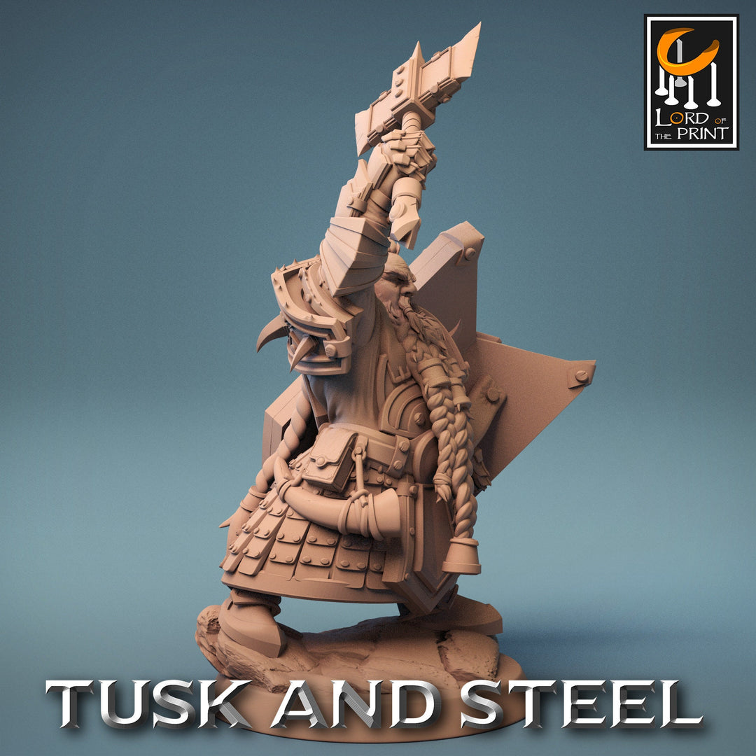 Dwarf Fighter Paladin Axe &amp; Shield Unpainted Model | 28mm, 32mm,54mm,75mm,100mm Scales | Dungeons and Dragons Pathfinder Lord of The Print