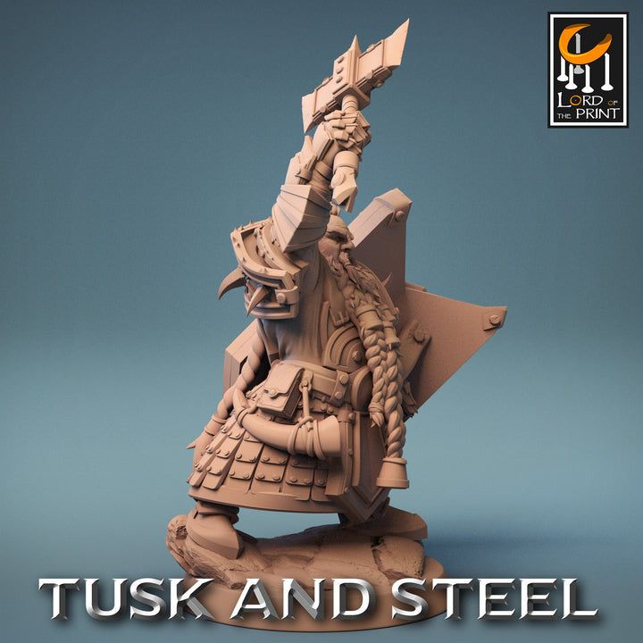 Dwarf Fighter Paladin Axe &amp; Shield Unpainted Model | 28mm, 32mm,54mm,75mm,100mm Scales | Dungeons and Dragons Pathfinder Lord of The Print