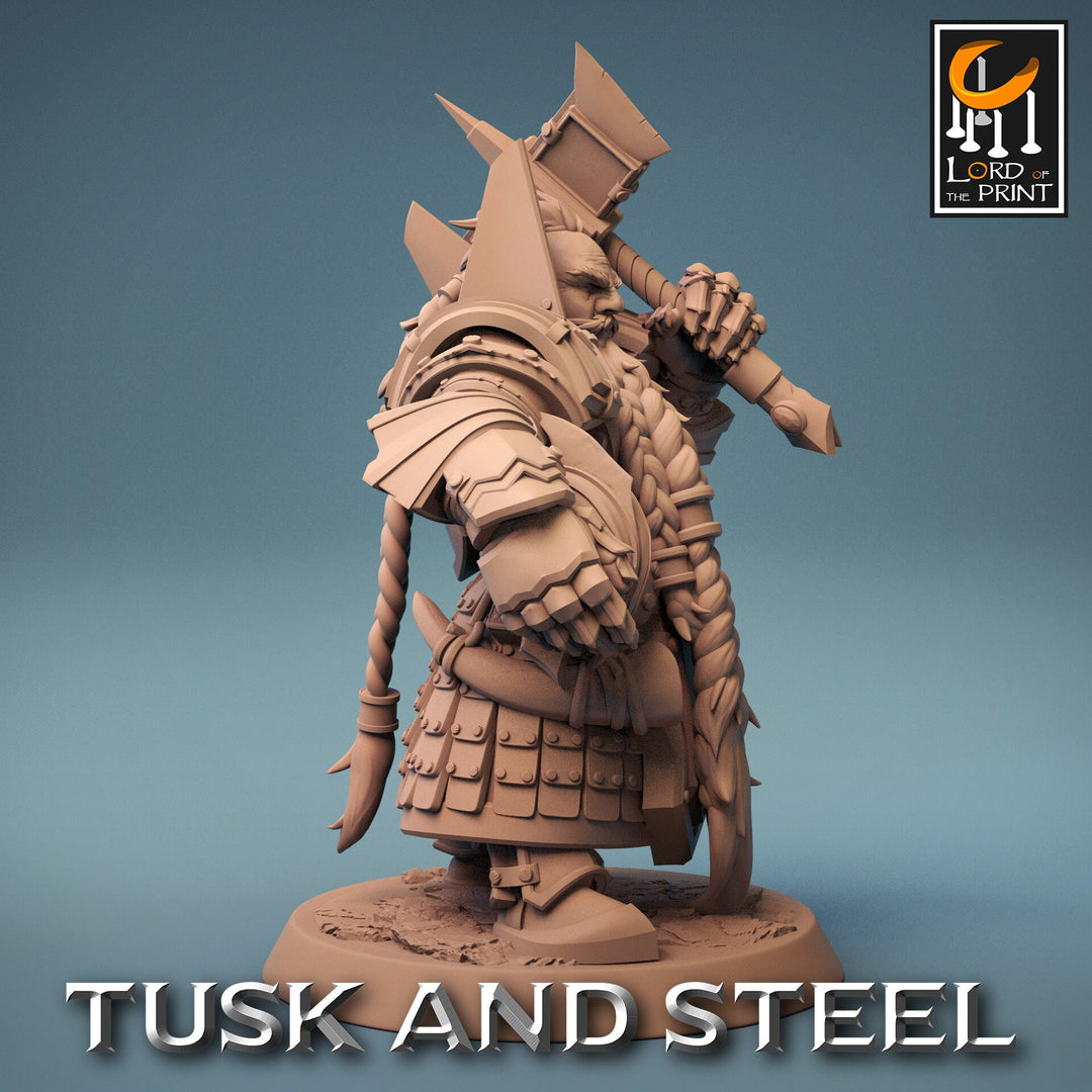 Dwarf Fighter Paladin Axe Unpainted Figure | 28mm, 32mm,54mm,75mm,100mm Scales | Dungeons and Dragons Pathfinder Lord of The Print