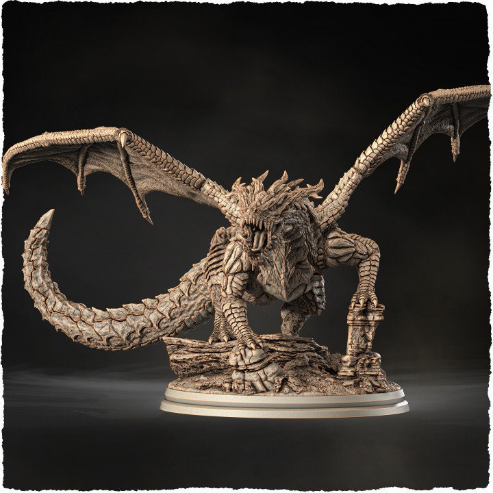 Chromatic Red Dragon (4 sizes) D&amp;D Miniature | 250mm Long, 225mm Wing Span | Resin Dragon Statue | Figurine | Dungeons and Dragons 5e