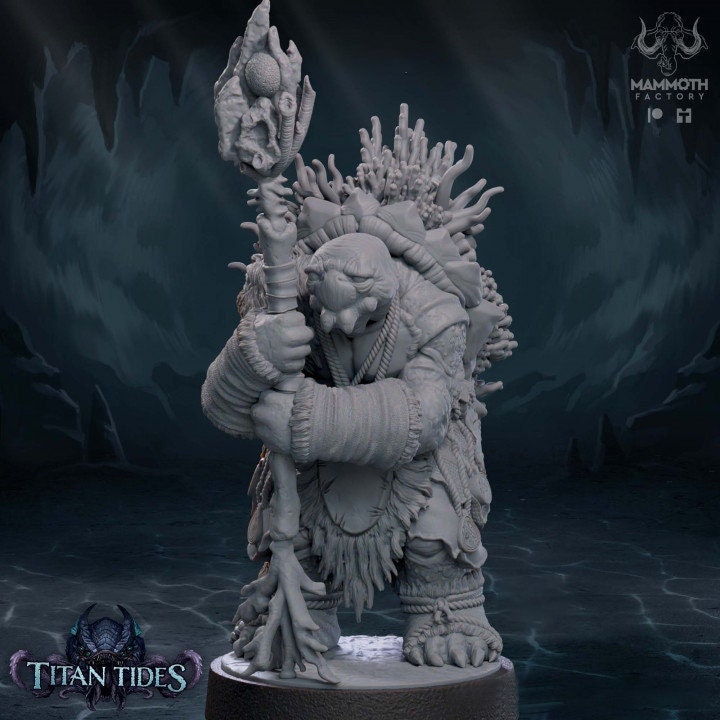 Sea Tortle Druid Cleric Monk PC NPC | 28mm, 32mm,54mm,75mm,100mm Scales | Player Character Mini D&D 5e Pathfinder Figurine | Mammoth Factory