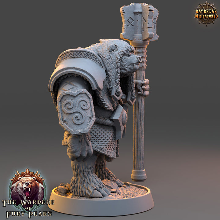 BearFolk Werebear Cleric with Mace | Scales: 28mm, 32mm,54mm,75mm | D&amp;D 5e Megaboss | Dungeons and Dragons |Pathfinder| Daybreak Miniatures
