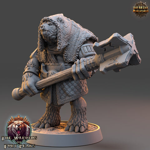 BearFolk Werebear Cleric with Mace | Scales: 28mm, 32mm,54mm,75mm | D&D 5e Megaboss | Dungeons and Dragons |Pathfinder| Daybreak Miniatures