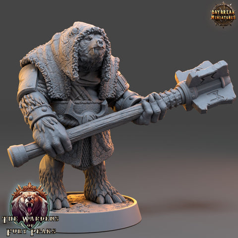 BearFolk Werebear Cleric with Mace | Scales: 28mm, 32mm,54mm,75mm | D&D 5e Megaboss | Dungeons and Dragons |Pathfinder| Daybreak Miniatures