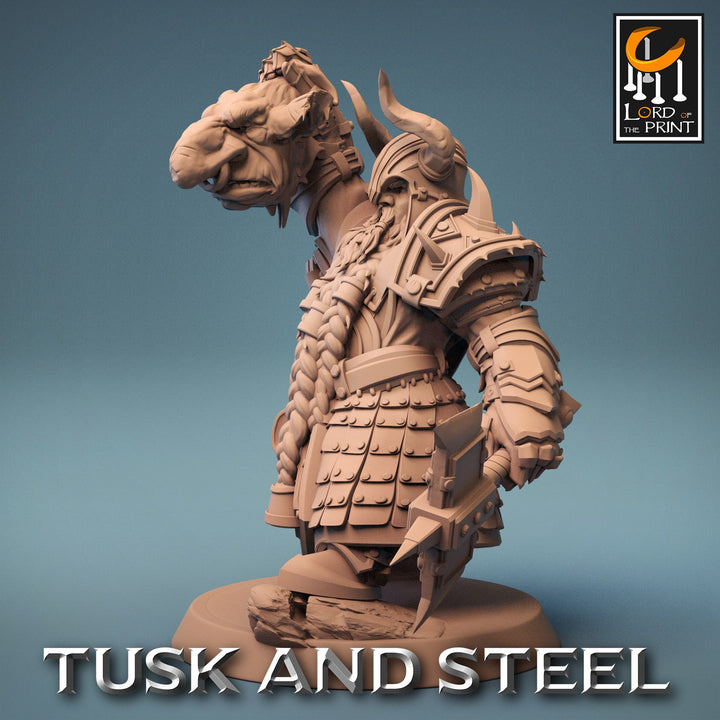 Dwarf Fighter Paladin Axe &amp; Goblin Head Unpainted | 28mm, 32mm,54mm,75mm,100mm Scales | Dungeons and Dragons Pathfinder Lord of The Print