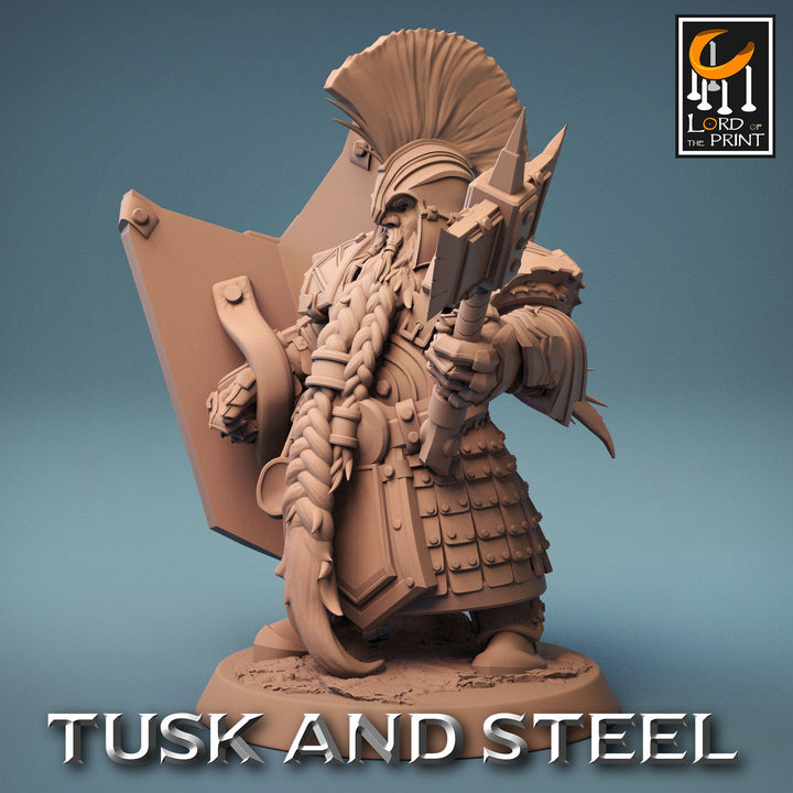 Dwarf Fighter Paladin Axe &amp; Shield Unpainted Model | 28mm, 32mm,54mm,75mm,100mm Scales | Dungeons and Dragons Pathfinder Lord of The Print
