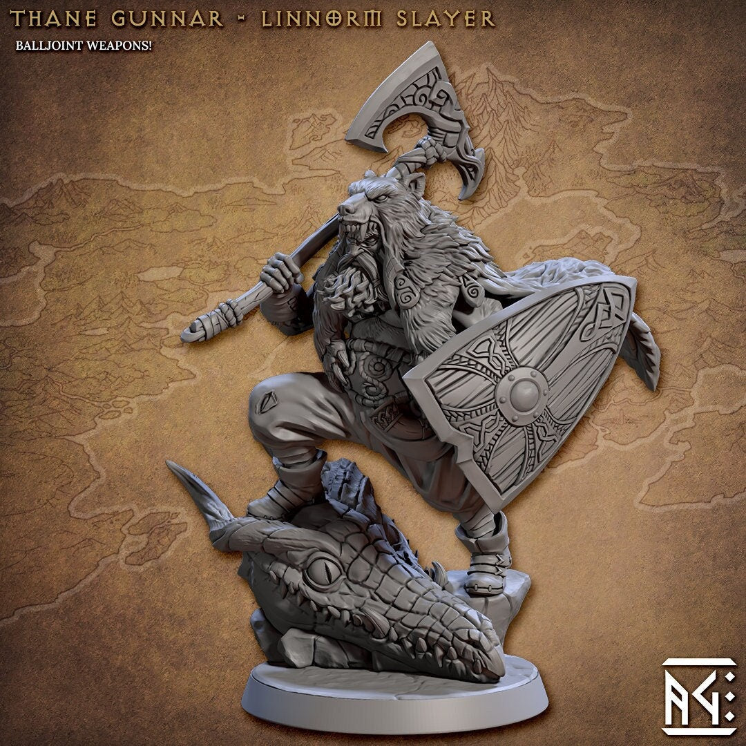 Northman Thane Fighter Barbarian model | 28mm, 32mm, 54mm,75mm Scale Resin Miniature Dungeons and Dragons D&D Pathfinder | Artisan Guild